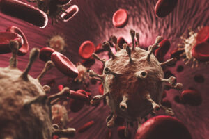 Red blood cells and coronavirus in an organism