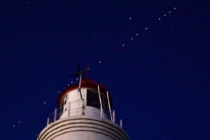 Starlink satellites in the night time sky