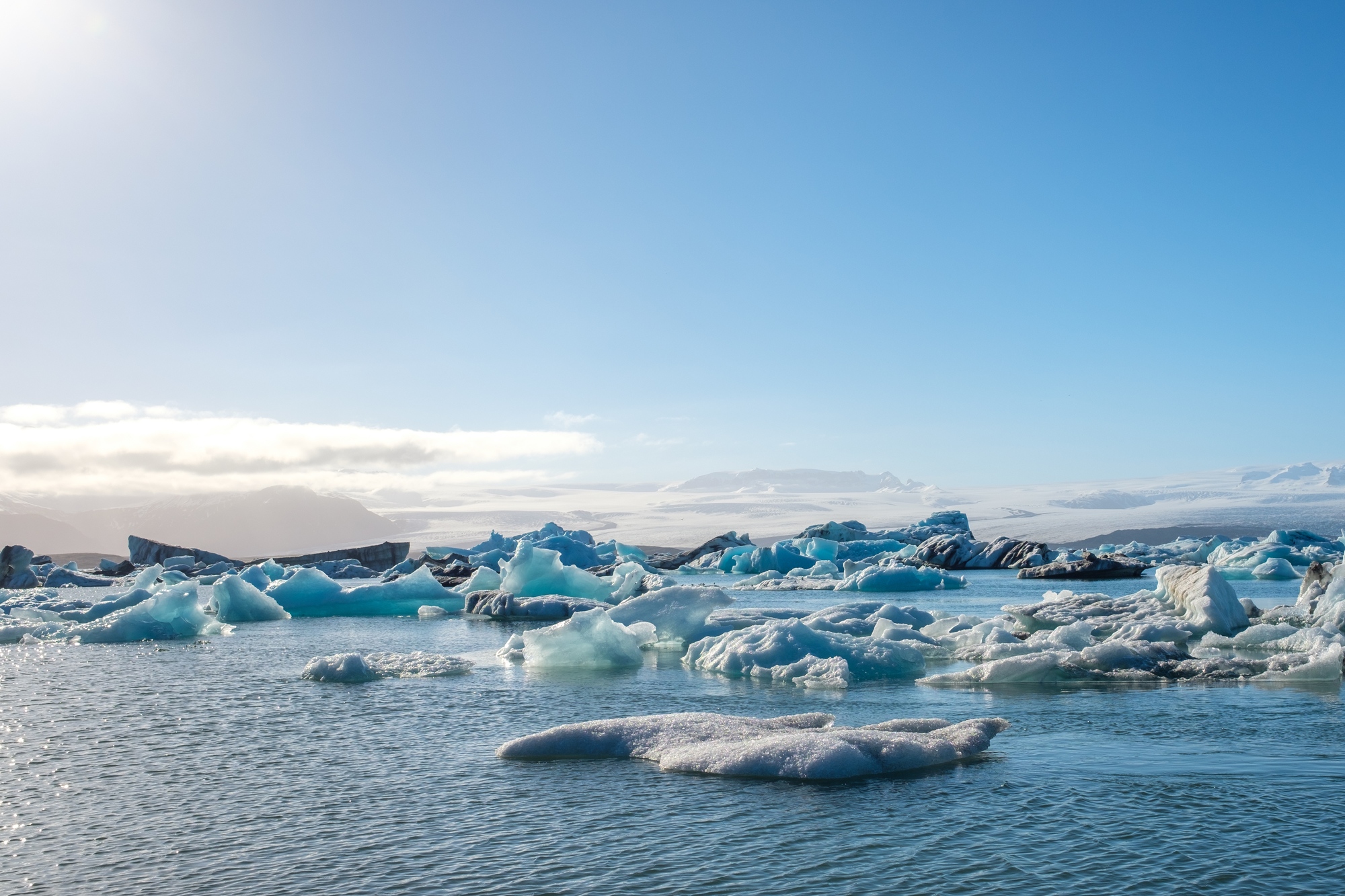 View of melting down glacier due to global warming