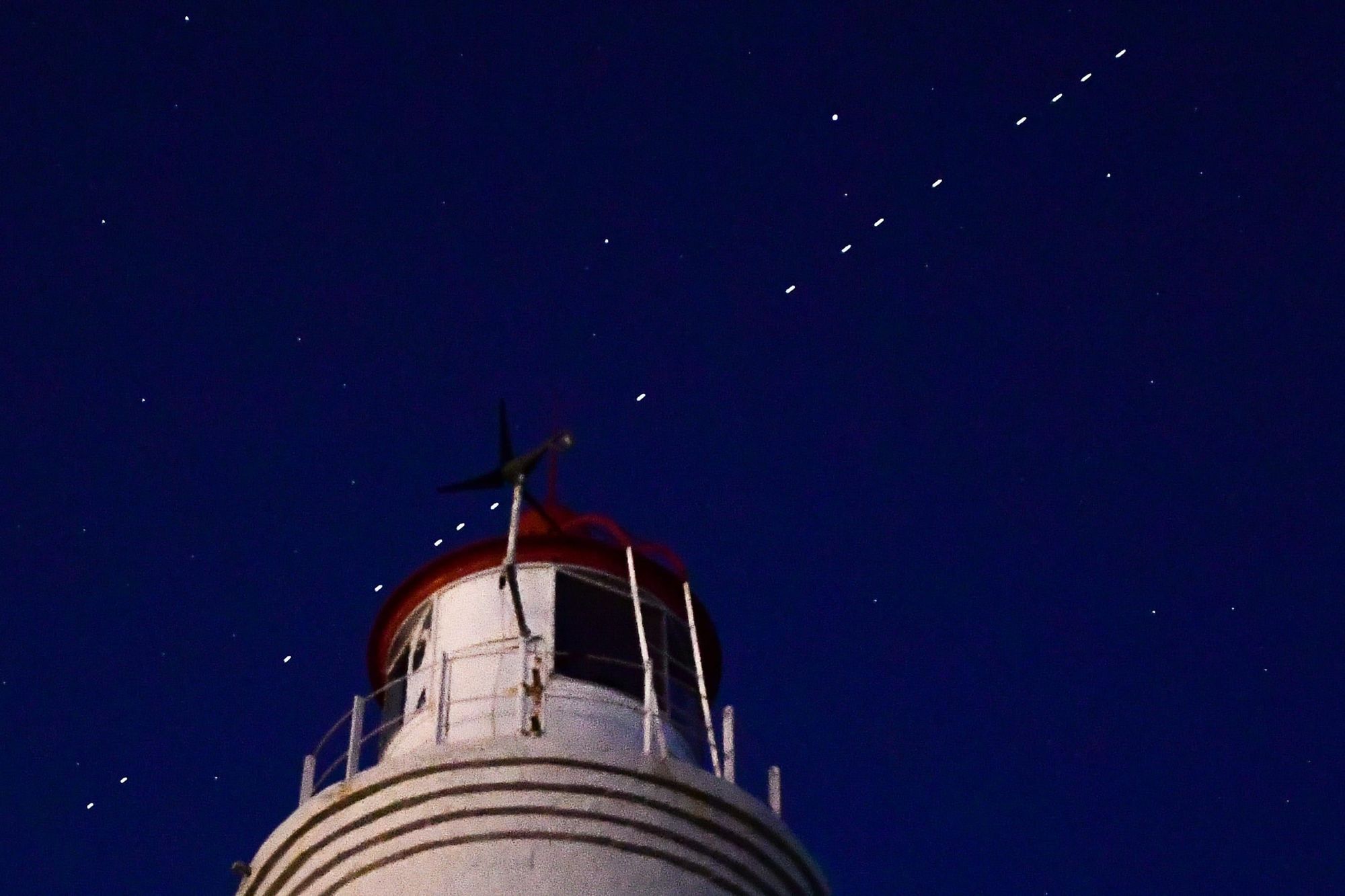 Starlink satellites in the night time sky